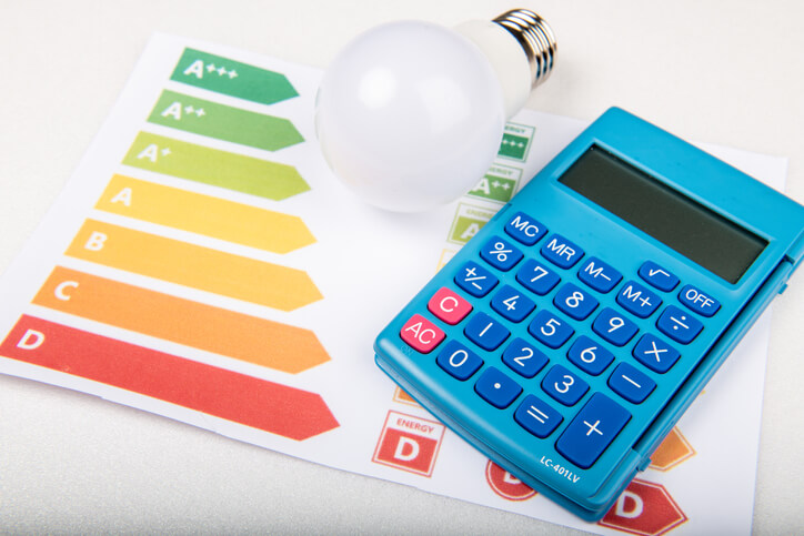 Energy Efficiency Chart, Calculator and lightbulb
